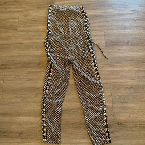 Zara Trafulac Strapless Black Pattern Jumpsuit